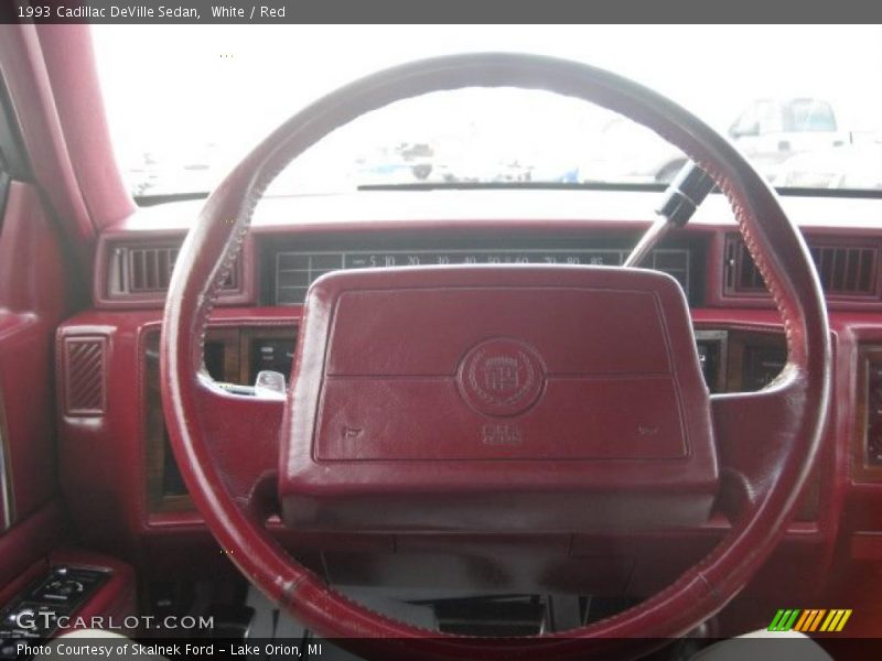 White / Red 1993 Cadillac DeVille Sedan