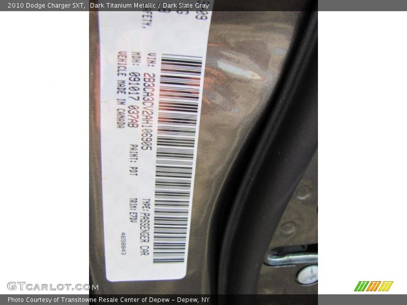 Dark Titanium Metallic / Dark Slate Gray 2010 Dodge Charger SXT