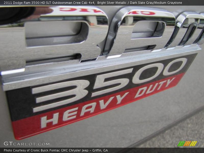 Bright Silver Metallic / Dark Slate Gray/Medium Graystone 2011 Dodge Ram 3500 HD SLT Outdoorsman Crew Cab 4x4