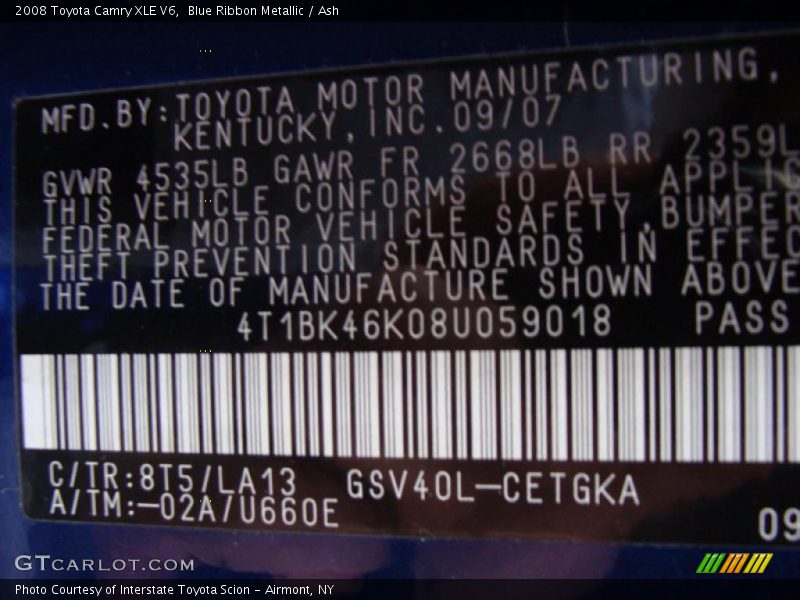 Blue Ribbon Metallic / Ash 2008 Toyota Camry XLE V6
