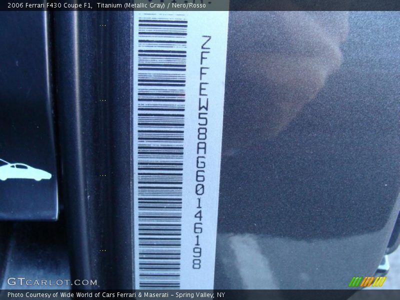 Info Tag of 2006 F430 Coupe F1