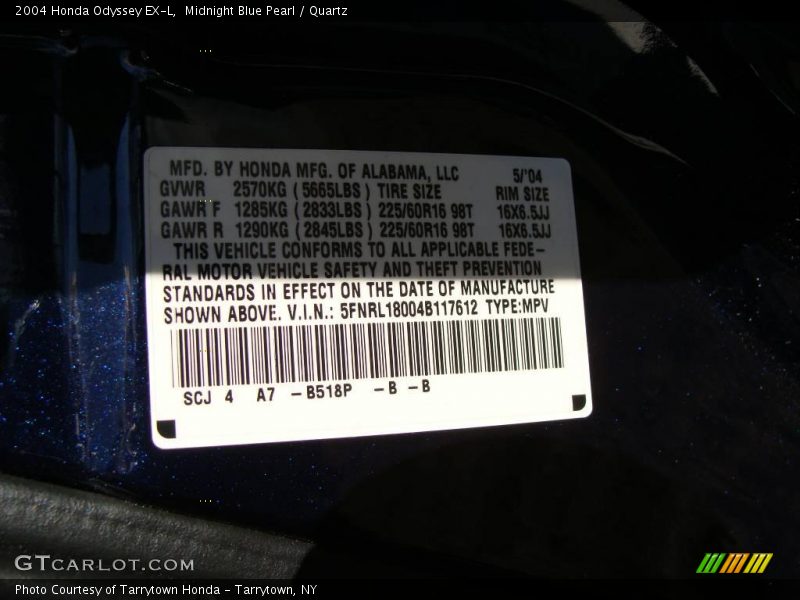 Midnight Blue Pearl / Quartz 2004 Honda Odyssey EX-L