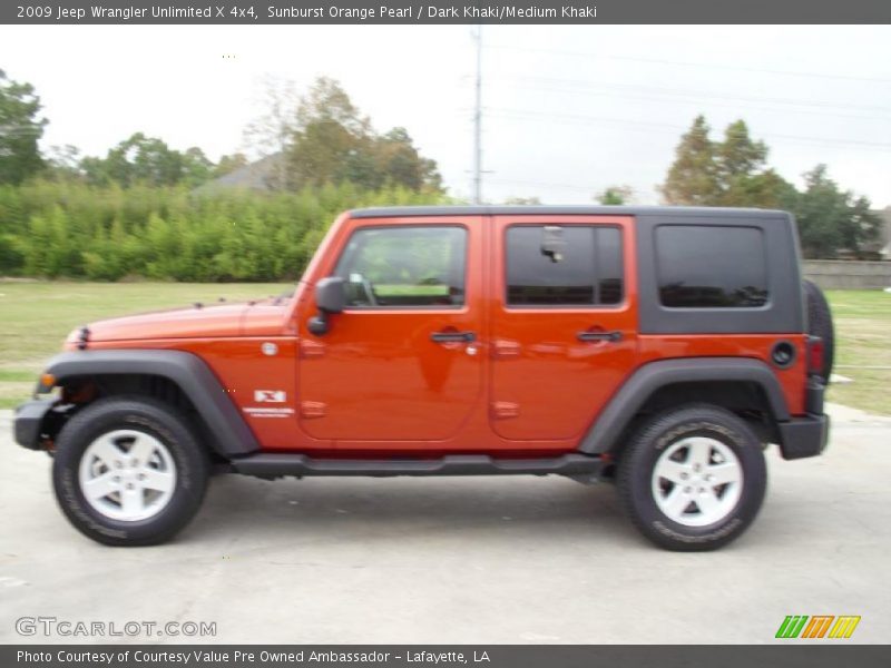 Sunburst Orange Pearl / Dark Khaki/Medium Khaki 2009 Jeep Wrangler Unlimited X 4x4