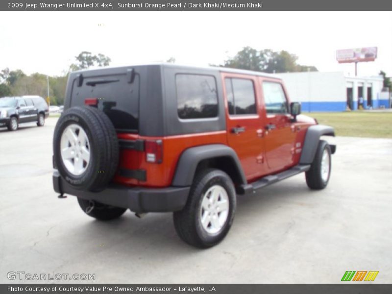 Sunburst Orange Pearl / Dark Khaki/Medium Khaki 2009 Jeep Wrangler Unlimited X 4x4