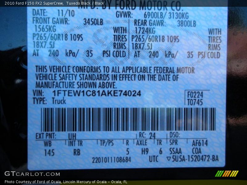 Tuxedo Black / Black 2010 Ford F150 FX2 SuperCrew