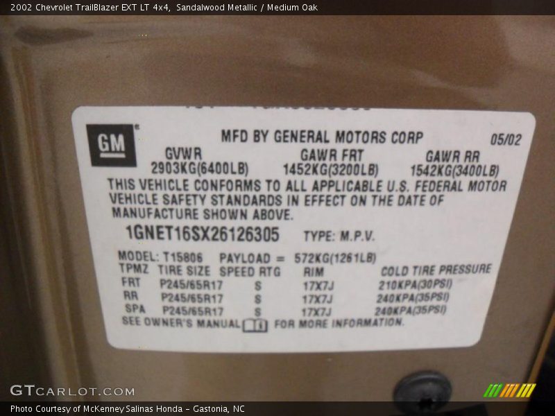 Sandalwood Metallic / Medium Oak 2002 Chevrolet TrailBlazer EXT LT 4x4