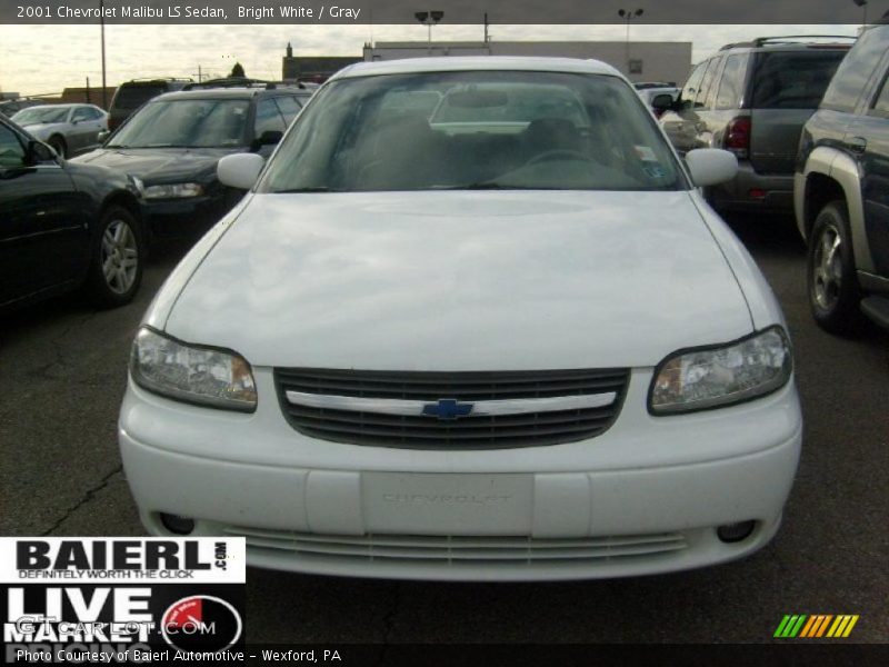 Bright White / Gray 2001 Chevrolet Malibu LS Sedan