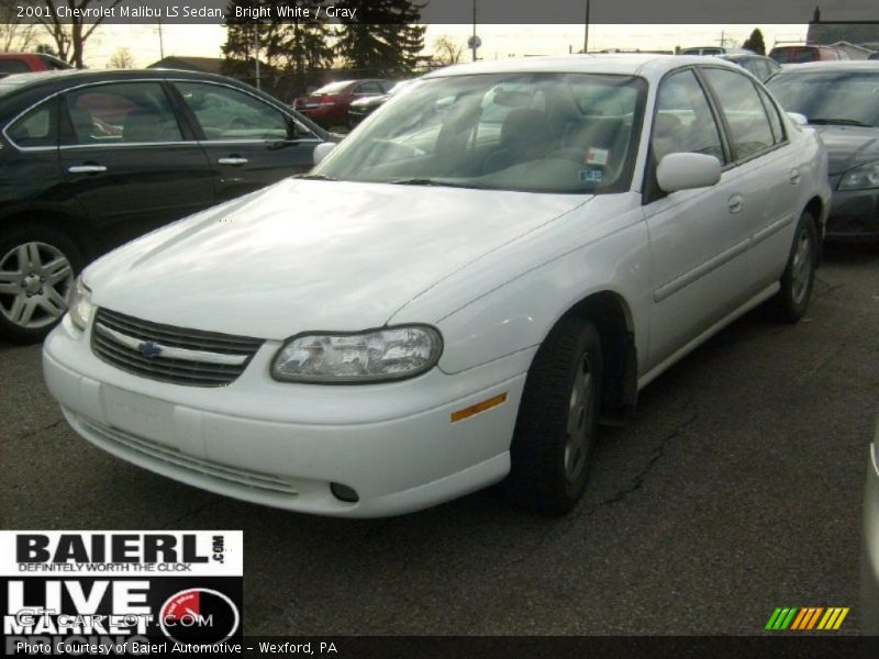 Bright White / Gray 2001 Chevrolet Malibu LS Sedan
