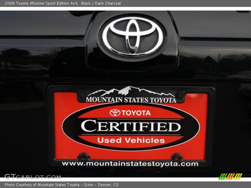 Black / Dark Charcoal 2008 Toyota 4Runner Sport Edition 4x4