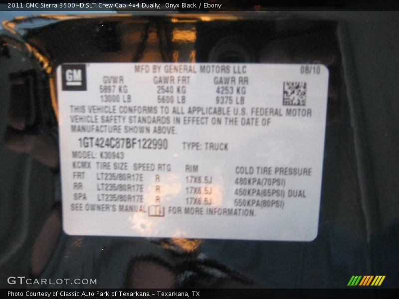 Onyx Black / Ebony 2011 GMC Sierra 3500HD SLT Crew Cab 4x4 Dually