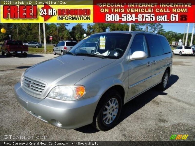 Diamond Silver / Gray 2003 Kia Sedona LX