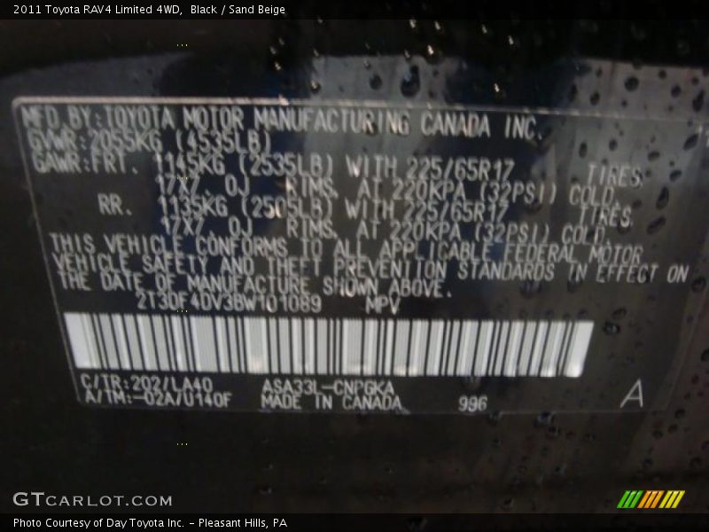 Black / Sand Beige 2011 Toyota RAV4 Limited 4WD