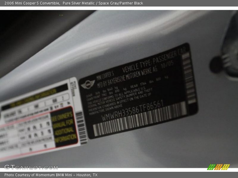 Pure Silver Metallic / Space Gray/Panther Black 2006 Mini Cooper S Convertible