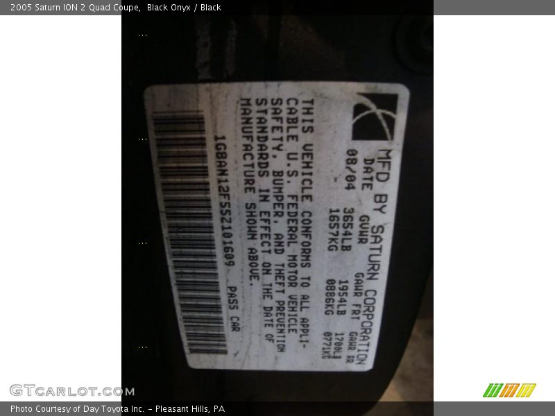 Black Onyx / Black 2005 Saturn ION 2 Quad Coupe