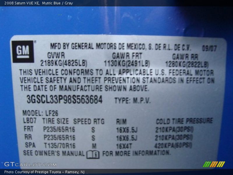 Mystic Blue / Gray 2008 Saturn VUE XE