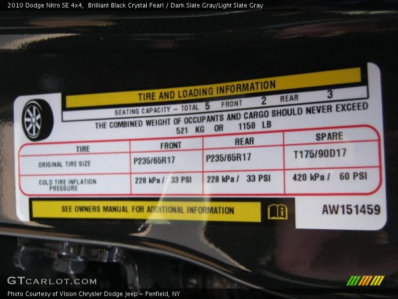 Brilliant Black Crystal Pearl / Dark Slate Gray/Light Slate Gray 2010 Dodge Nitro SE 4x4