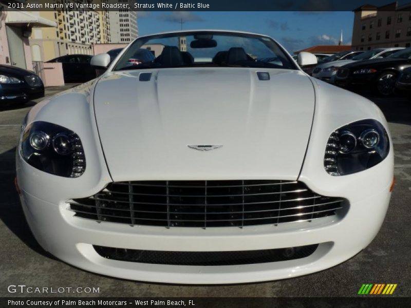 Stratus White / Baltic Blue 2011 Aston Martin V8 Vantage Roadster