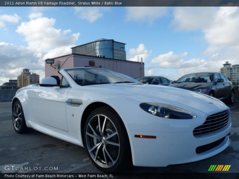 Stratus White / Baltic Blue 2011 Aston Martin V8 Vantage Roadster