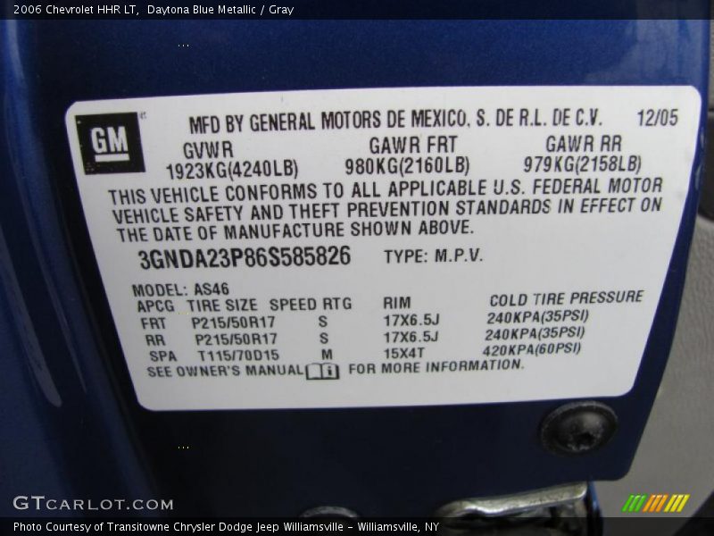 Daytona Blue Metallic / Gray 2006 Chevrolet HHR LT