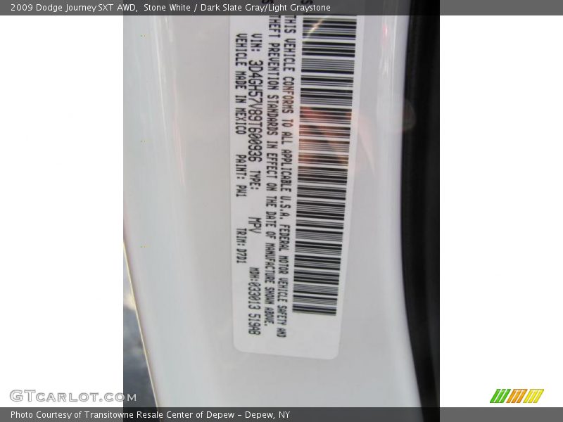 Stone White / Dark Slate Gray/Light Graystone 2009 Dodge Journey SXT AWD