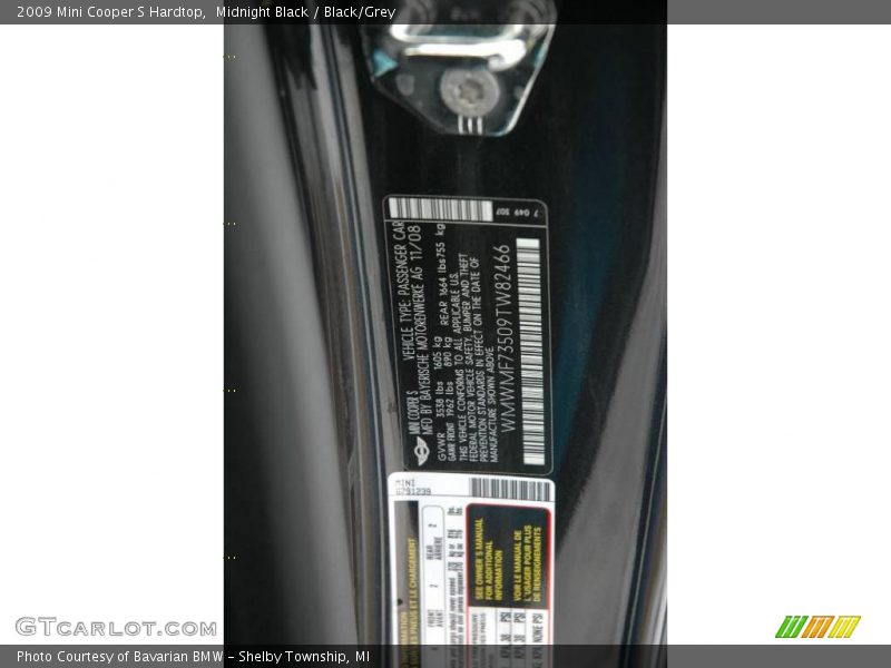 Midnight Black / Black/Grey 2009 Mini Cooper S Hardtop