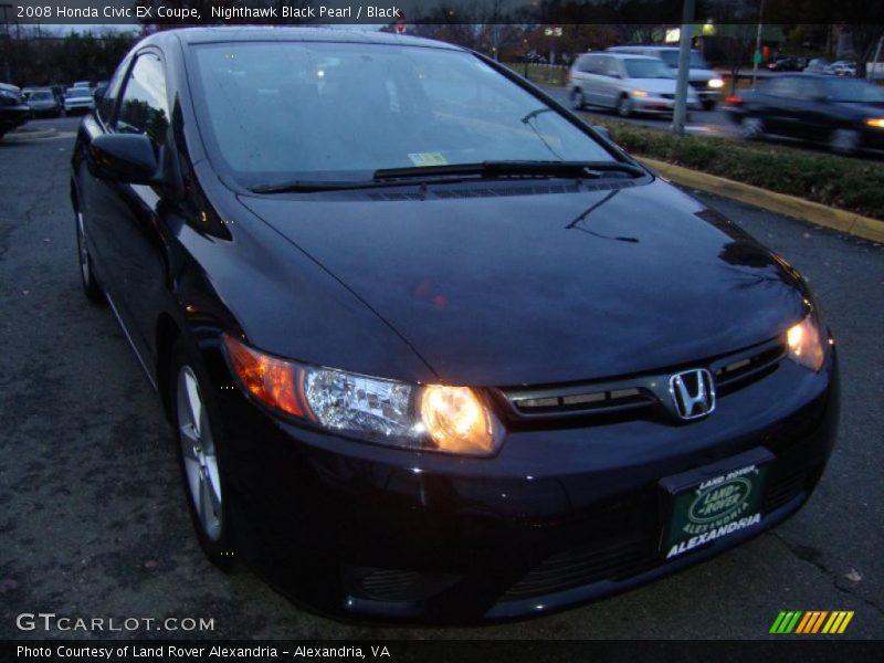 Nighthawk Black Pearl / Black 2008 Honda Civic EX Coupe