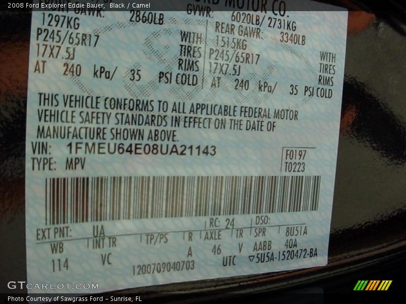 Black / Camel 2008 Ford Explorer Eddie Bauer