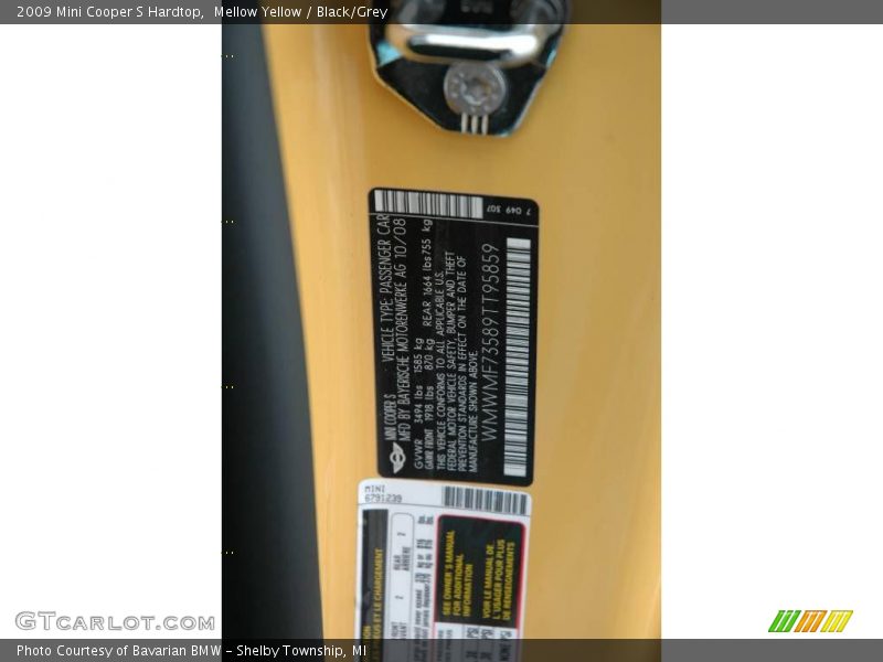 Mellow Yellow / Black/Grey 2009 Mini Cooper S Hardtop