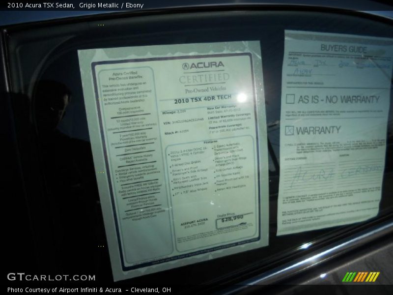 Grigio Metallic / Ebony 2010 Acura TSX Sedan