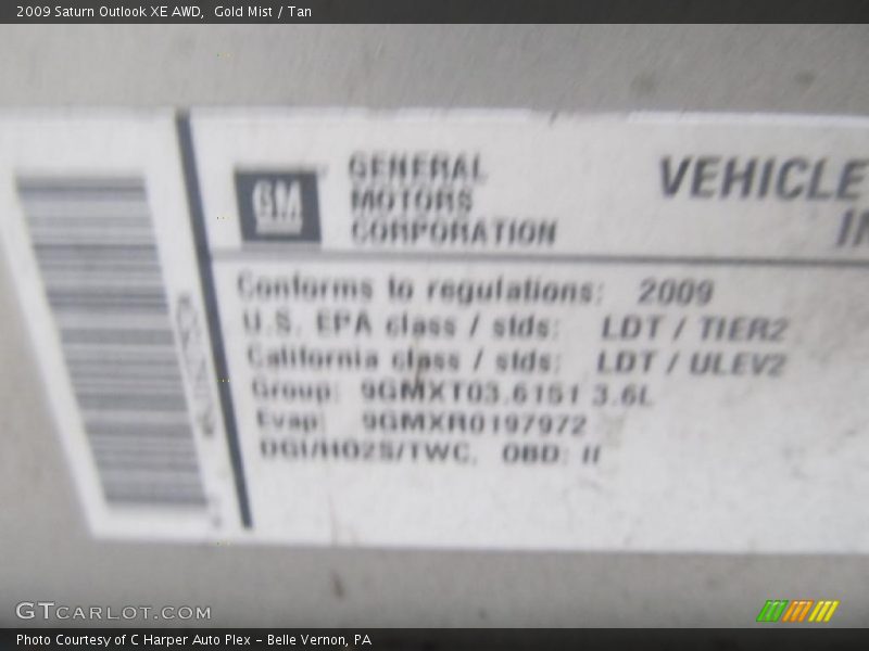 Gold Mist / Tan 2009 Saturn Outlook XE AWD