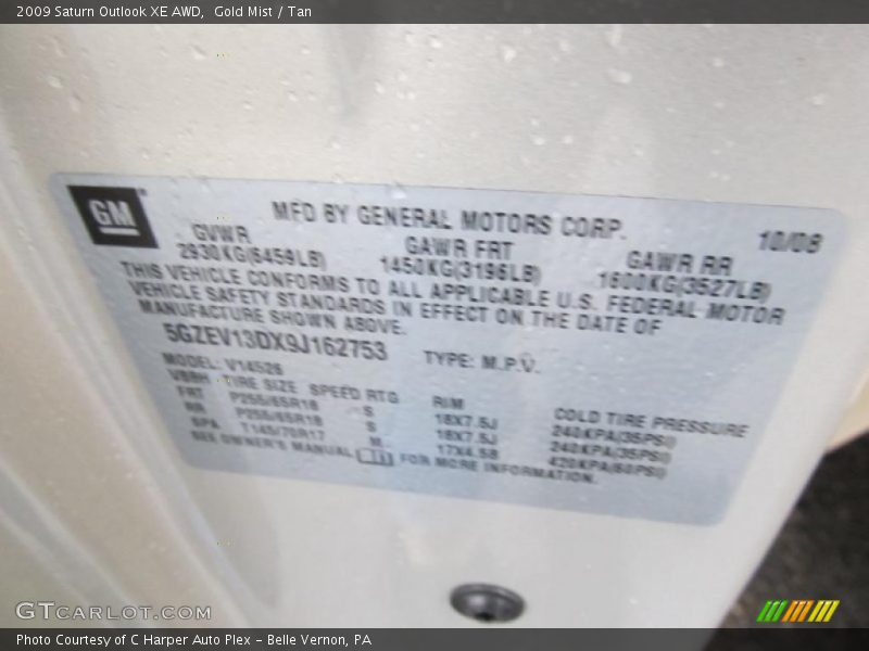 Gold Mist / Tan 2009 Saturn Outlook XE AWD