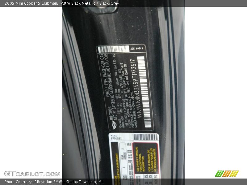Astro Black Metallic / Black/Grey 2009 Mini Cooper S Clubman