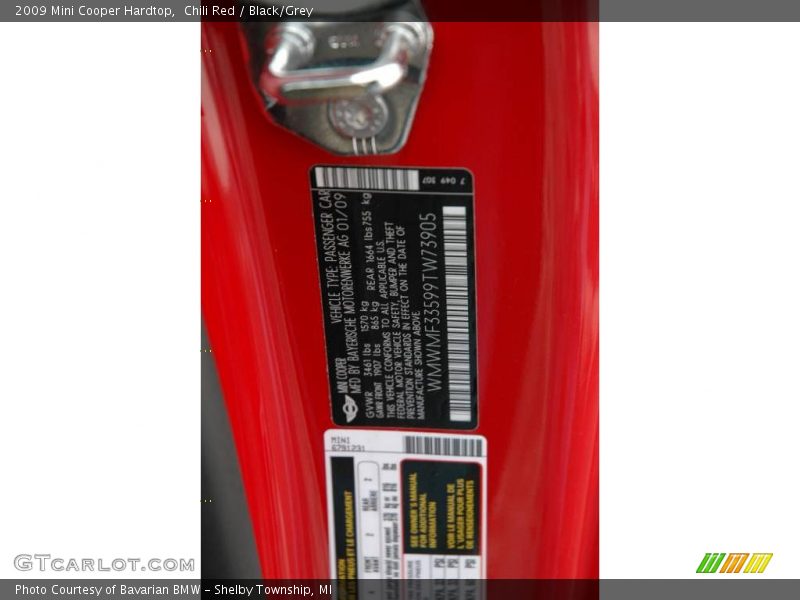 Chili Red / Black/Grey 2009 Mini Cooper Hardtop