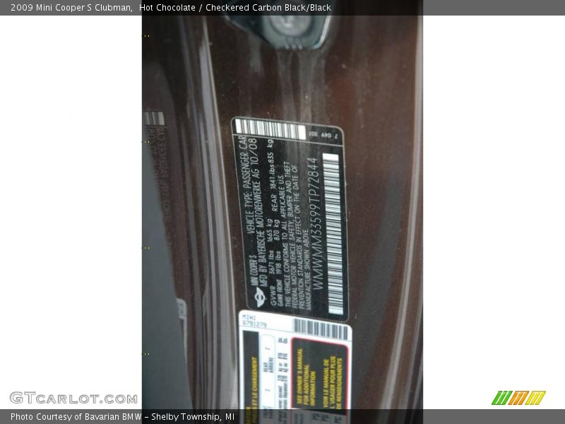 Hot Chocolate / Checkered Carbon Black/Black 2009 Mini Cooper S Clubman