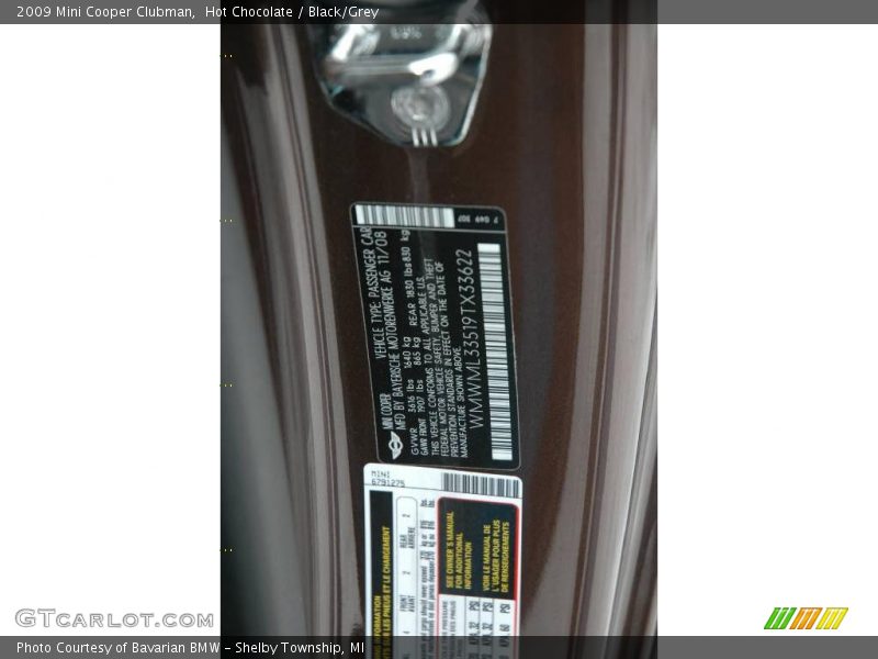 Hot Chocolate / Black/Grey 2009 Mini Cooper Clubman