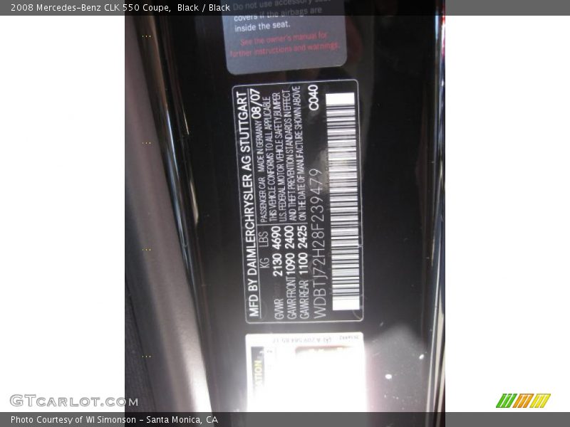 Black / Black 2008 Mercedes-Benz CLK 550 Coupe
