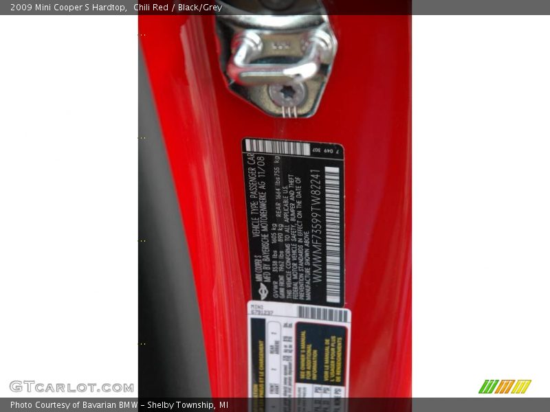 Chili Red / Black/Grey 2009 Mini Cooper S Hardtop