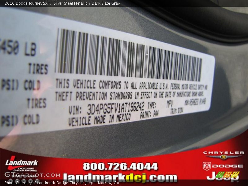 Silver Steel Metallic / Dark Slate Gray 2010 Dodge Journey SXT