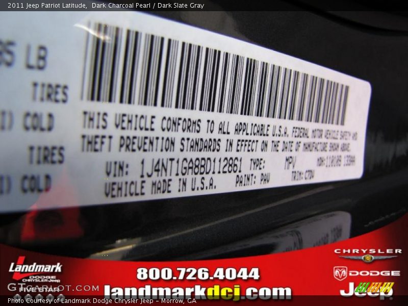 Dark Charcoal Pearl / Dark Slate Gray 2011 Jeep Patriot Latitude