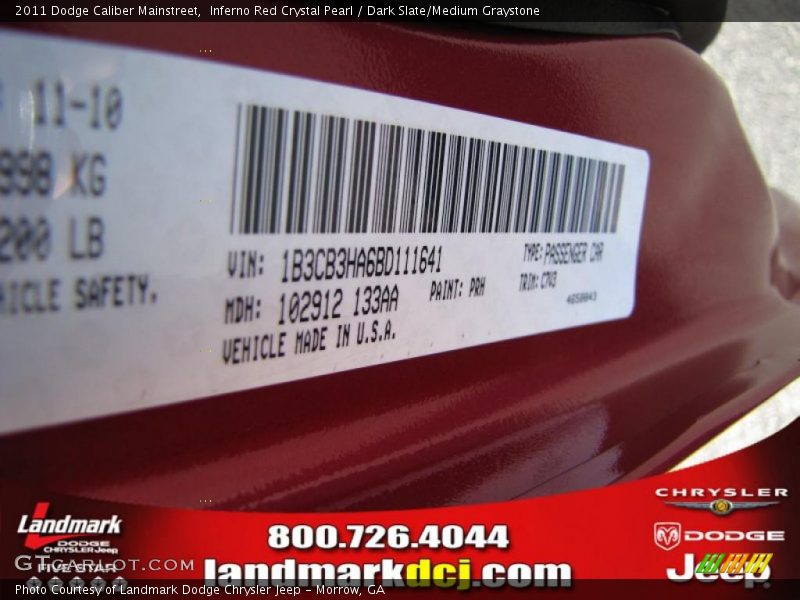 Inferno Red Crystal Pearl / Dark Slate/Medium Graystone 2011 Dodge Caliber Mainstreet