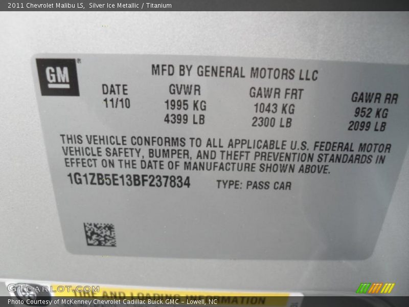 Silver Ice Metallic / Titanium 2011 Chevrolet Malibu LS