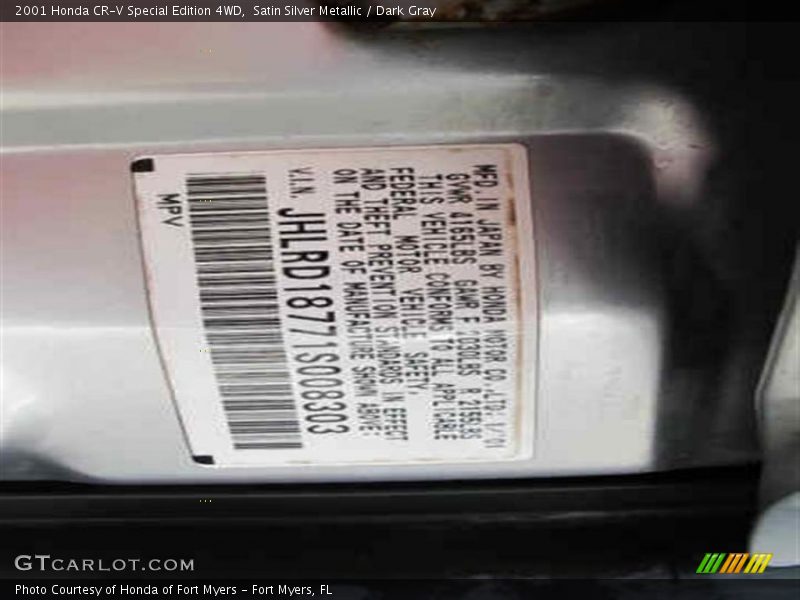 Satin Silver Metallic / Dark Gray 2001 Honda CR-V Special Edition 4WD