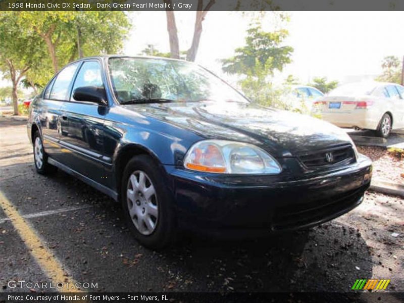 Dark Green Pearl Metallic / Gray 1998 Honda Civic DX Sedan