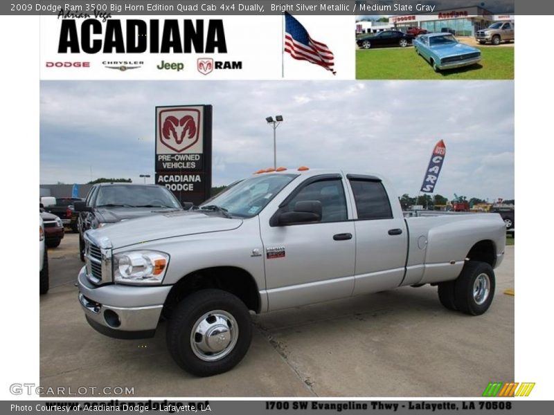 Bright Silver Metallic / Medium Slate Gray 2009 Dodge Ram 3500 Big Horn Edition Quad Cab 4x4 Dually