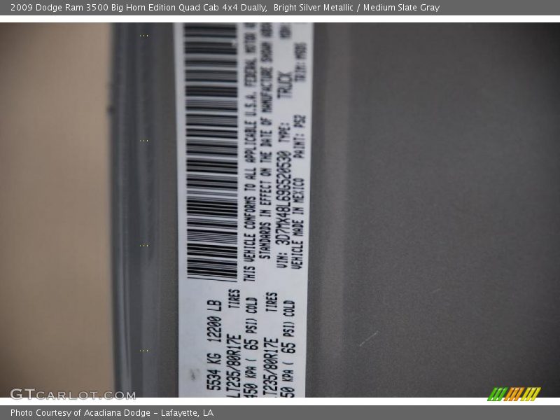 Bright Silver Metallic / Medium Slate Gray 2009 Dodge Ram 3500 Big Horn Edition Quad Cab 4x4 Dually