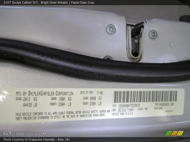 Bright Silver Metallic / Pastel Slate Gray 2007 Dodge Caliber SXT