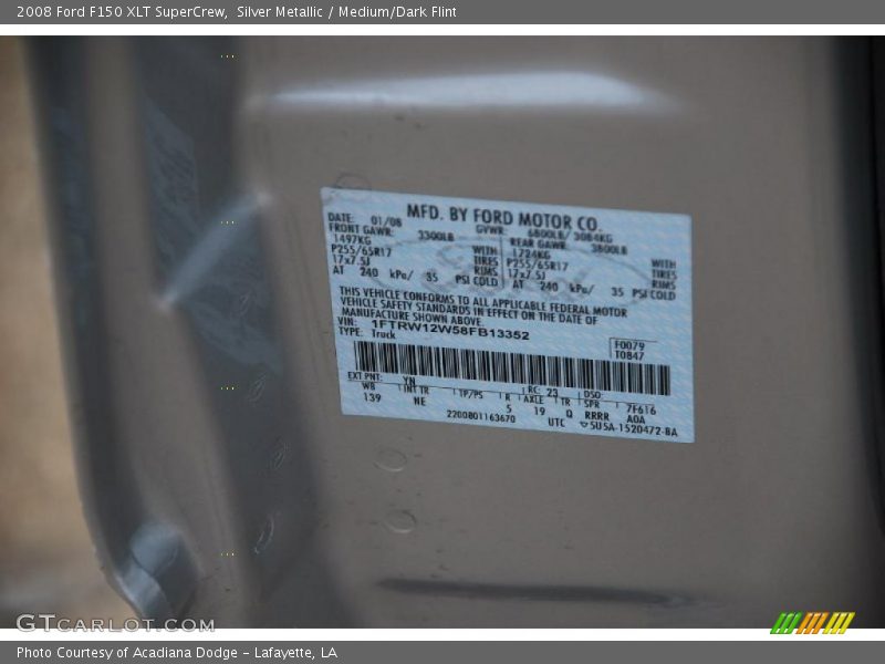Silver Metallic / Medium/Dark Flint 2008 Ford F150 XLT SuperCrew