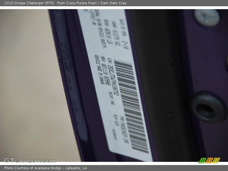 Plum Crazy Purple Pearl / Dark Slate Gray 2010 Dodge Challenger SRT8