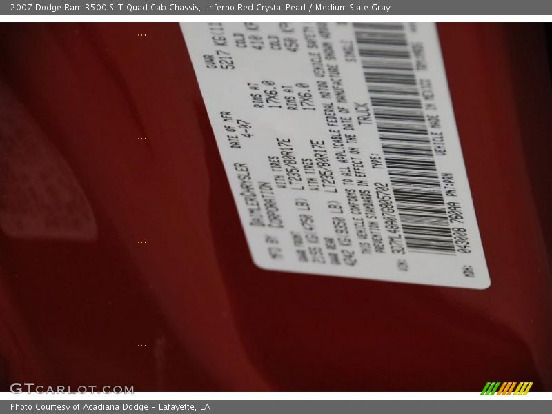 Inferno Red Crystal Pearl / Medium Slate Gray 2007 Dodge Ram 3500 SLT Quad Cab Chassis