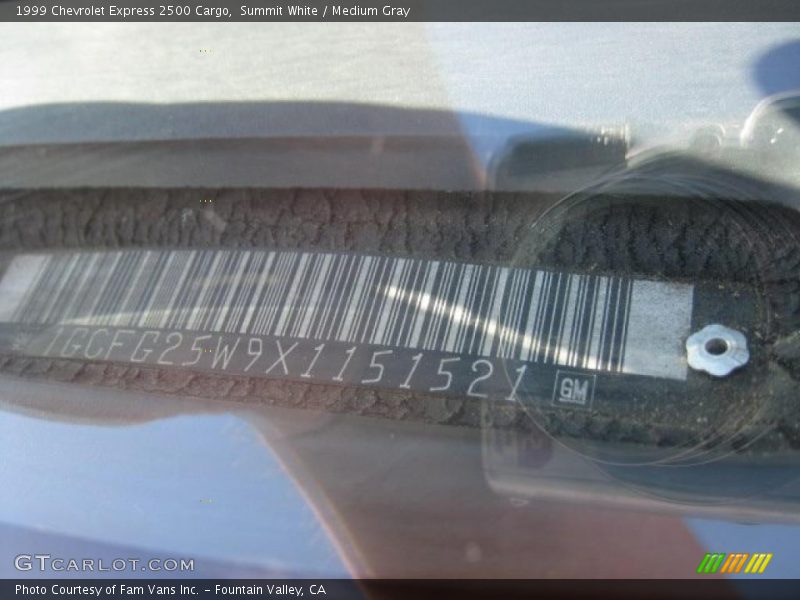 Summit White / Medium Gray 1999 Chevrolet Express 2500 Cargo